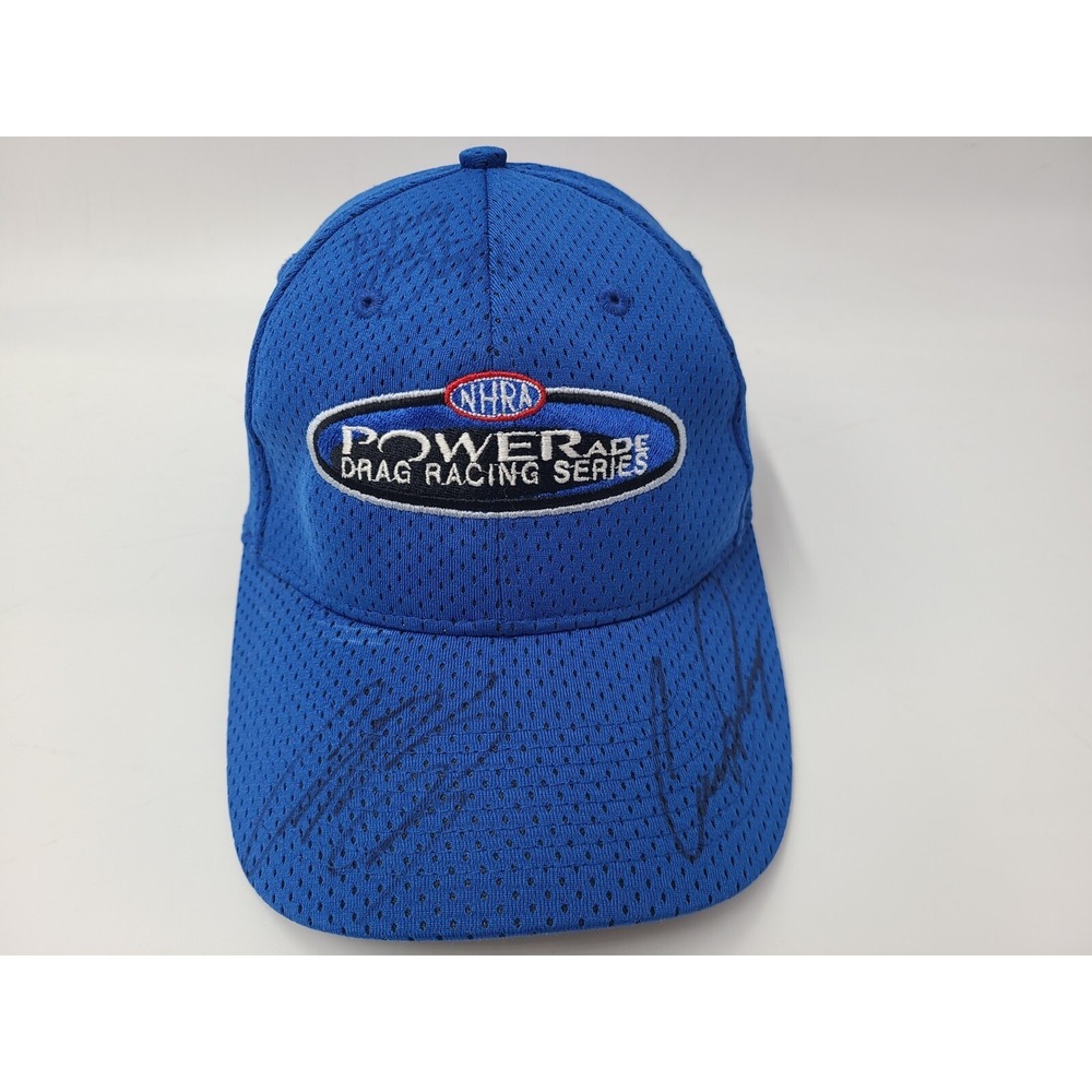 NHRA Powerade Drag Racing Series Autographed Signed Adjustable Hat Cap Men Women